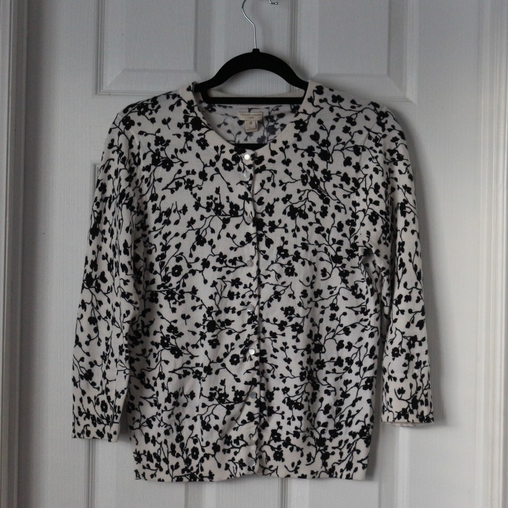 J. Crew 3/4 sleeve floral print Clare Cardigan, M